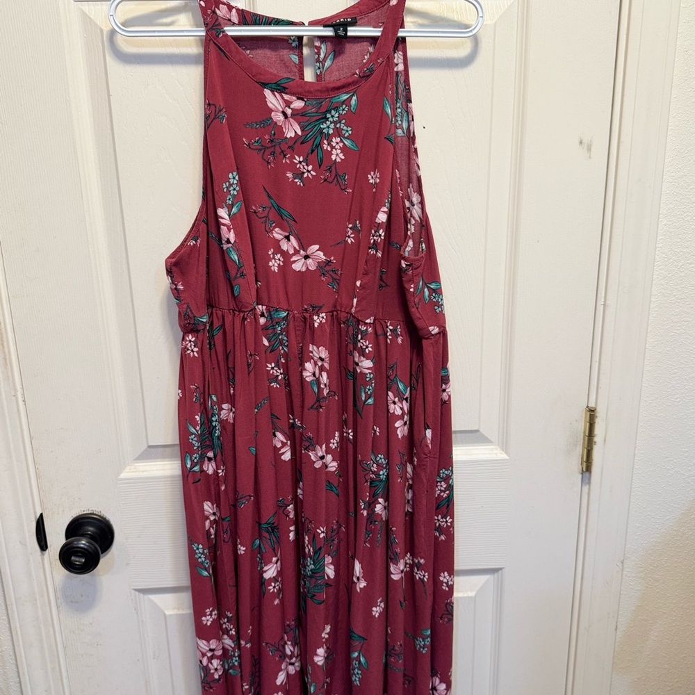 Torrid Floral Maxi Dress - Burgundy and Green